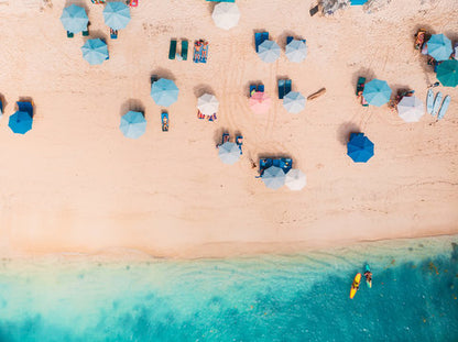 Beach Huts & Sea Aerial View Print 100% Australian Made