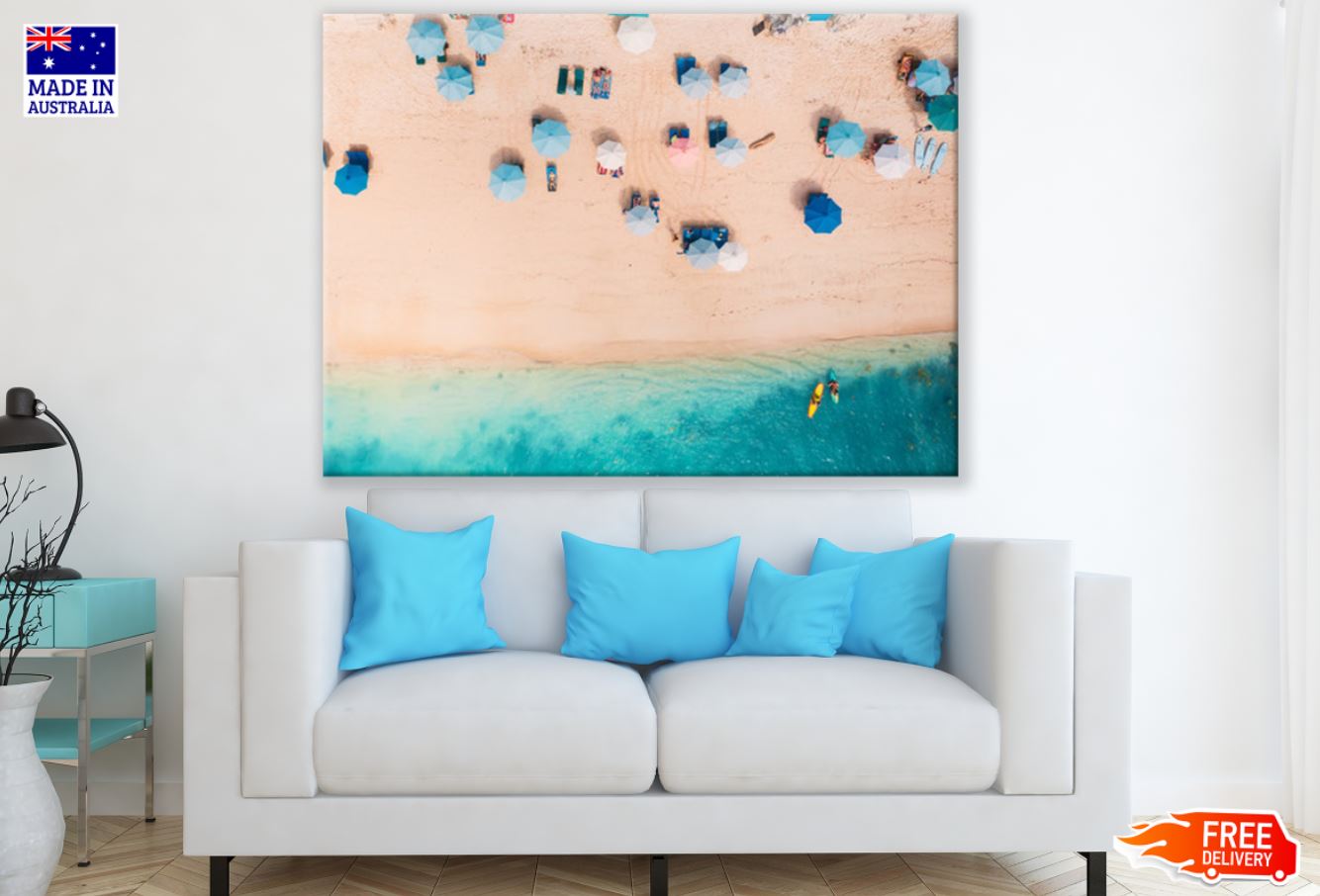 Beach Huts & Sea Aerial View Print 100% Australian Made