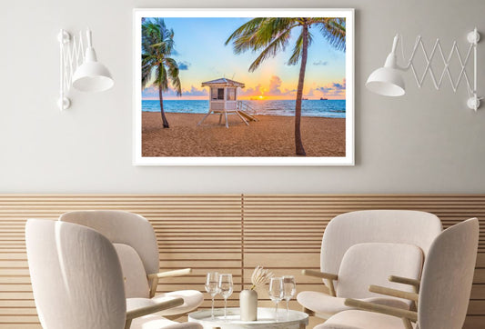 Beach Hut & Palm Trees Sunset Home Decor Premium Quality Poster Print Choose Your Sizes