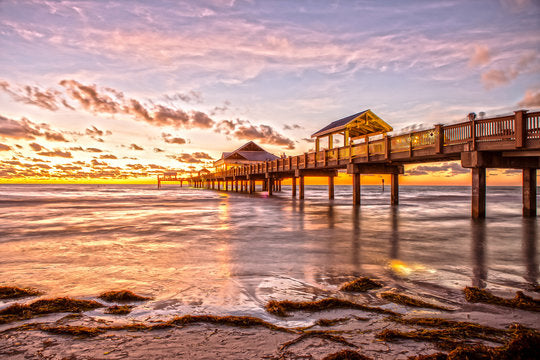Wooden Bridge Over Sea Sunset Home Decor Premium Quality Poster Print Choose Your Sizes
