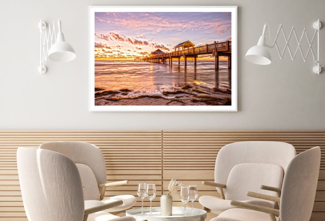 Wooden Bridge Over Sea Sunset Home Decor Premium Quality Poster Print Choose Your Sizes