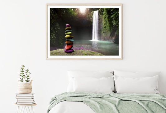 Waterfall & Colorful Stones View Home Decor Premium Quality Poster Print Choose Your Sizes