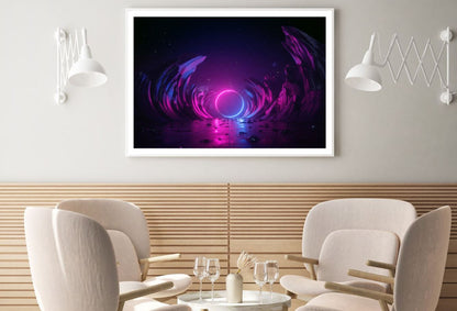 Blue & Pink Neon Circle Design Home Decor Premium Quality Poster Print Choose Your Sizes