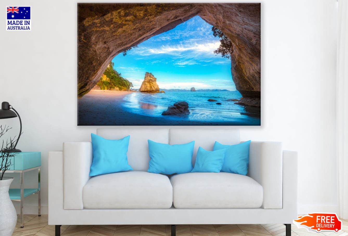 Sea Cave Sunset Scenery View Print 100% Australian Made