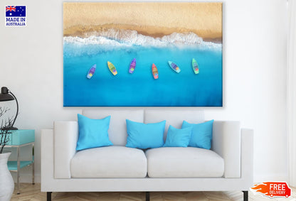 Boats on Sea Aerial View Scenery Print 100% Australian Made