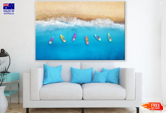 Boats on Sea Aerial View Scenery Print 100% Australian Made