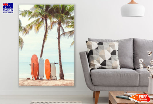 Surf Boards & Palm Trees At Sea Print 100% Australian Made