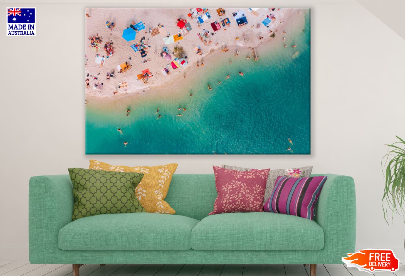 Sea & Tourists Aerial View Print 100% Australian Made