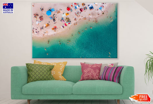 Sea & Tourists Aerial View Print 100% Australian Made