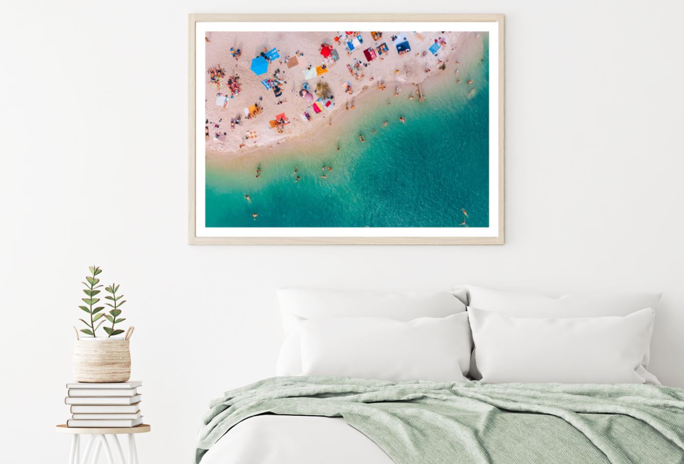 Sea & Tourists Aerial View Home Decor Premium Quality Poster Print Choose Your Sizes