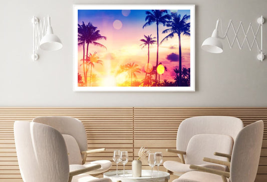 Palm Trees & Sunset Photograph Home Decor Premium Quality Poster Print Choose Your Sizes