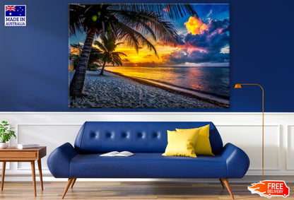 Palm Trees & Sea Sunset Scenery Print 100% Australian Made