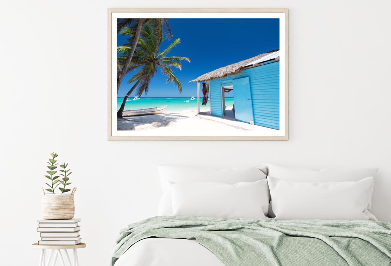 House Near Sea Palm Tree Scenery Home Decor Premium Quality Poster Print Choose Your Sizes