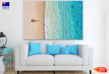 Bikini Girl on Sea Shore Aerial Print 100% Australian Made