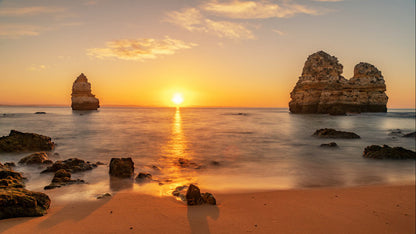Rocks on Sea Sunset Photograph Home Decor Premium Quality Poster Print Choose Your Sizes