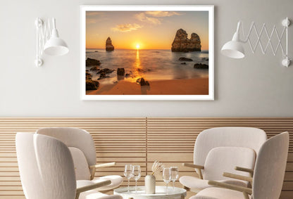 Rocks on Sea Sunset Photograph Home Decor Premium Quality Poster Print Choose Your Sizes