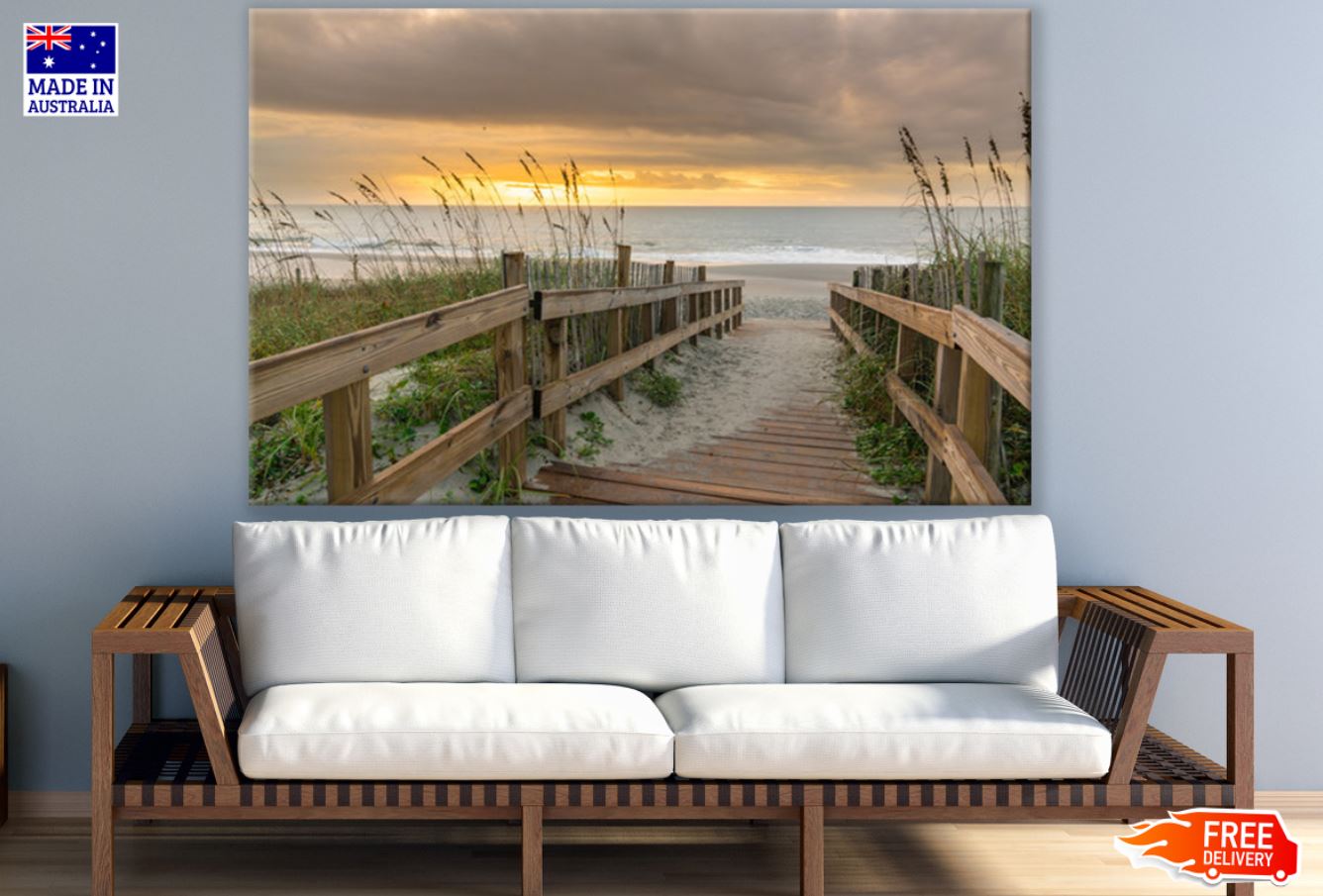 Wooden Footpath to Sea Photograph Print 100% Australian Made