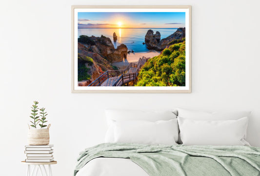 Stairs to Sea Shore Scenery View Home Decor Premium Quality Poster Print Choose Your Sizes