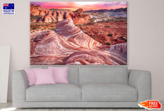 Valley Mountains Sunset Scenery Print 100% Australian Made