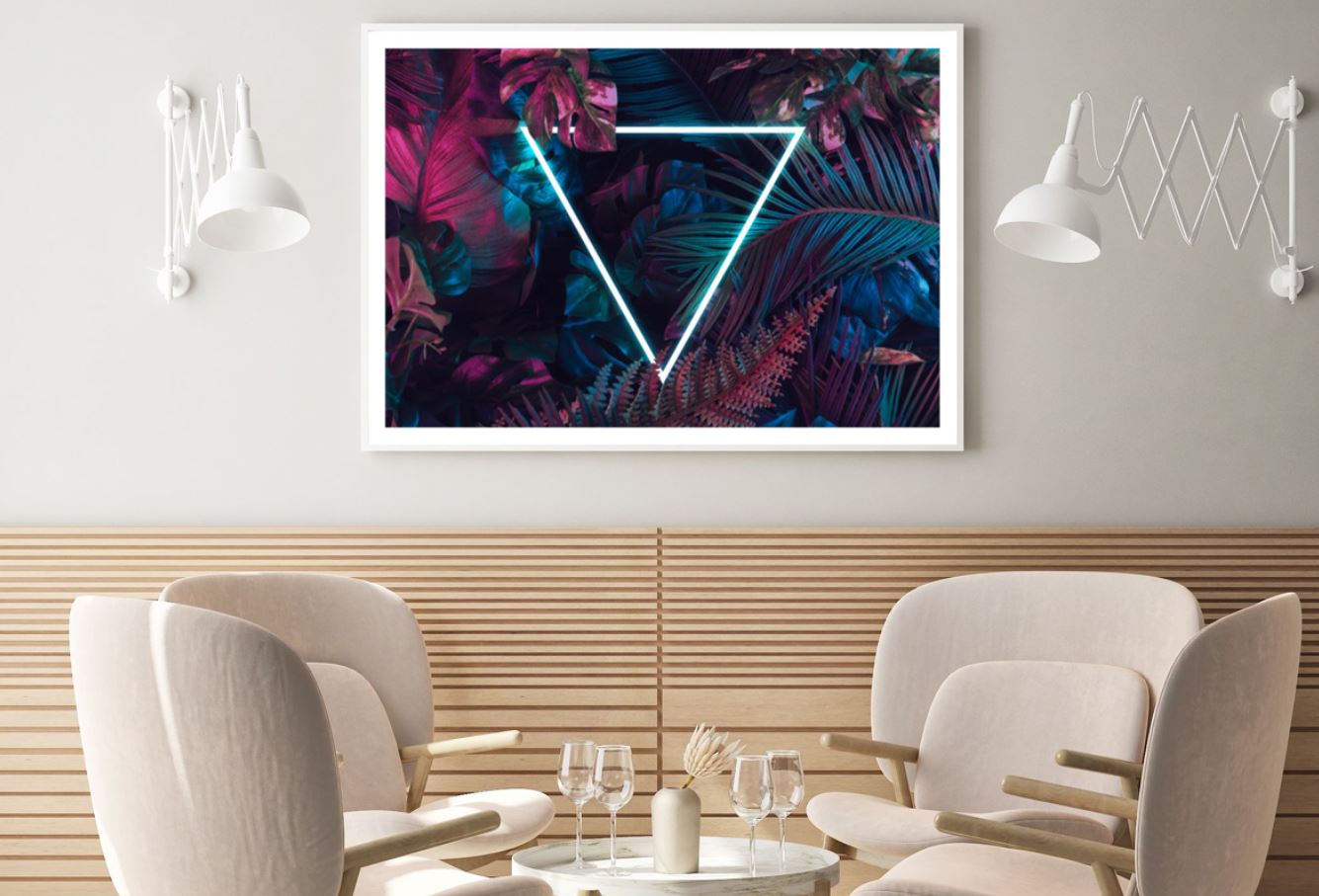 Neon Triangle & Leaves Design Home Decor Premium Quality Poster Print Choose Your Sizes
