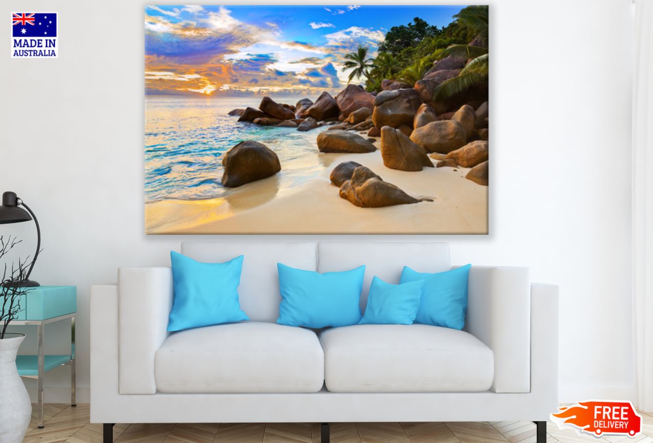 Rocks on Sea Sunset Photograph Print 100% Australian Made