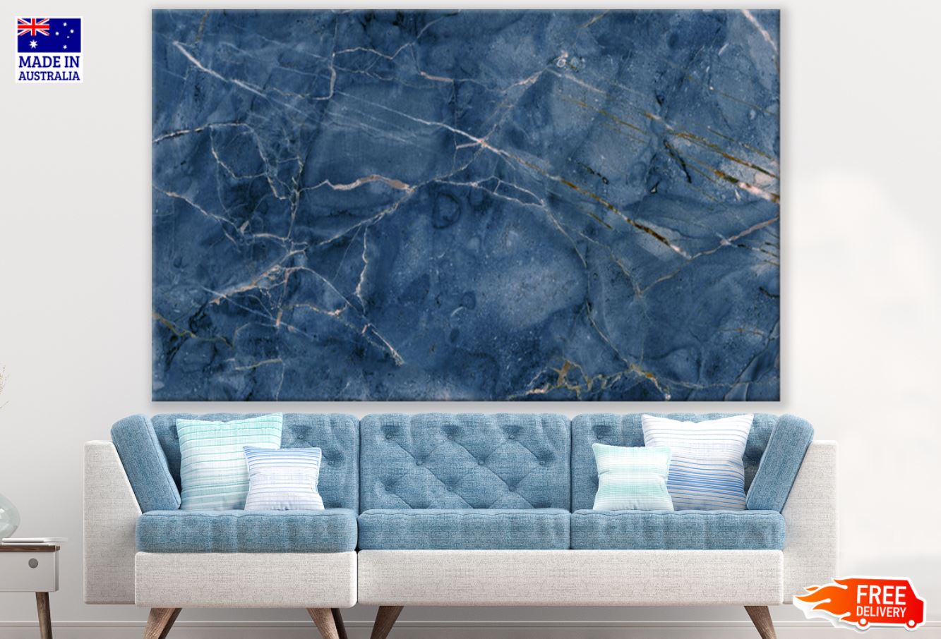 Blue & Gold Abstract Design Print 100% Australian Made