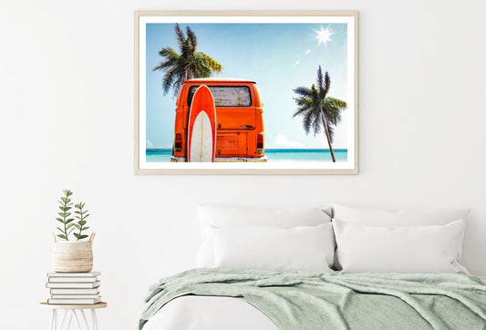Mini Van & Surf Board Photograph Home Decor Premium Quality Poster Print Choose Your Sizes