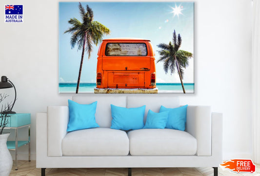 Orange Mini Van & Sea Photograph Print 100% Australian Made