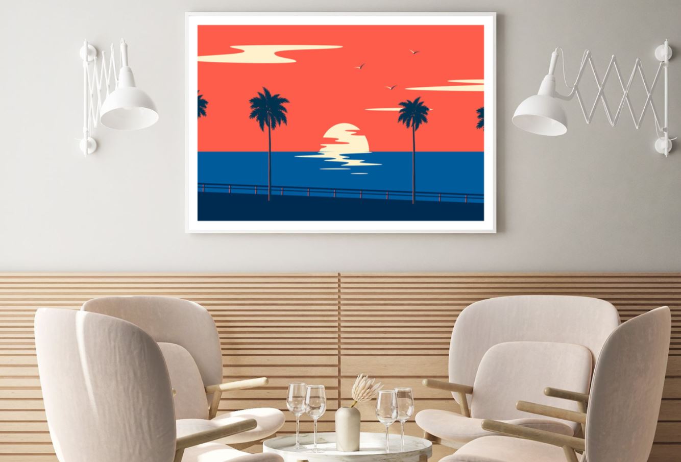 Vector Sunset Sea Art Home Decor Premium Quality Poster Print Choose Your Sizes
