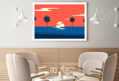 Vector Sunset Sea Art Home Decor Premium Quality Poster Print Choose Your Sizes