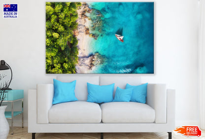Boat on Sea Aerial Photograph Print 100% Australian Made