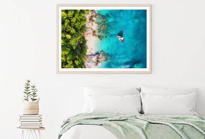 Boat on Sea Aerial Photograph Home Decor Premium Quality Poster Print Choose Your Sizes