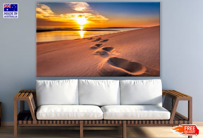 Footprints on Sea Shore Scenery Print 100% Australian Made