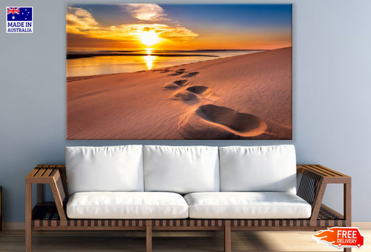 Footprints on Sea Shore Scenery Print 100% Australian Made
