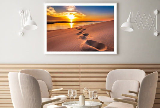 Footprints on Sea Shore Scenery Home Decor Premium Quality Poster Print Choose Your Sizes