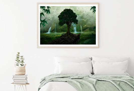 Tree & Waterfall Scenery View Home Decor Premium Quality Poster Print Choose Your Sizes
