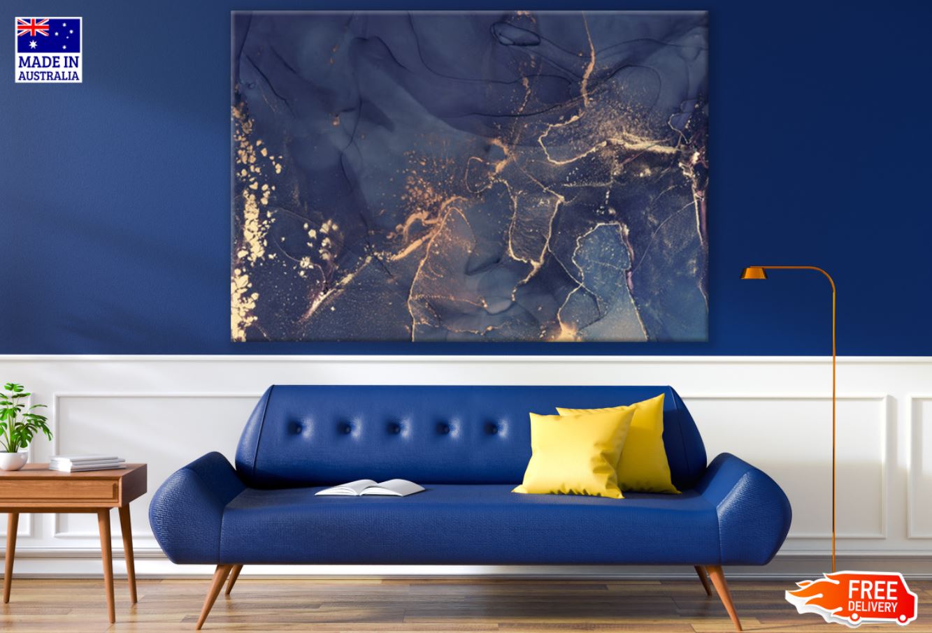 Gold & Blue Abstract Design Print 100% Australian Made