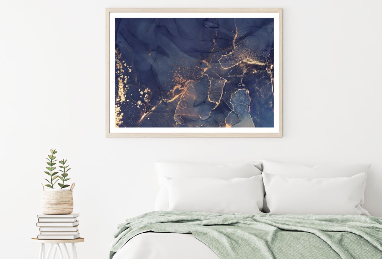 Gold & Blue Abstract Design Home Decor Premium Quality Poster Print Choose Your Sizes