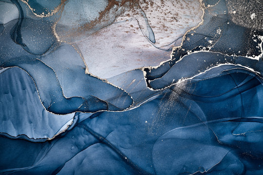 Blue & Gold Abstract Art Design Home Decor Premium Quality Poster Print Choose Your Sizes