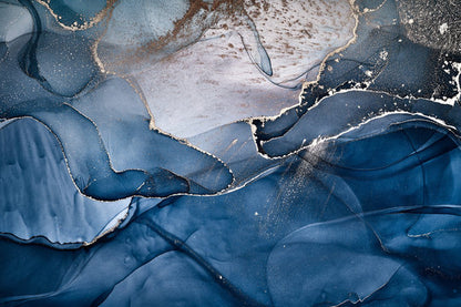 Blue & Gold Abstract Art Design Home Decor Premium Quality Poster Print Choose Your Sizes