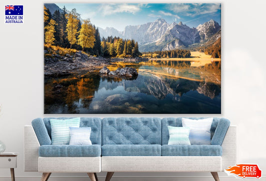 Lake & Forest With Mountain View Print 100% Australian Made