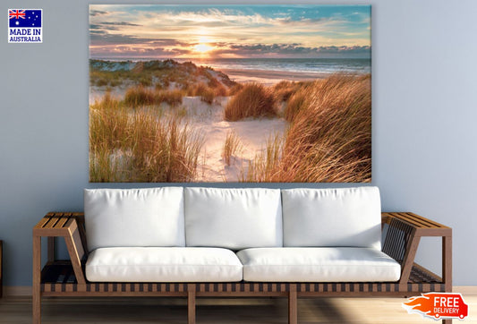 Grass Field Near Sea Photograph Print 100% Australian Made