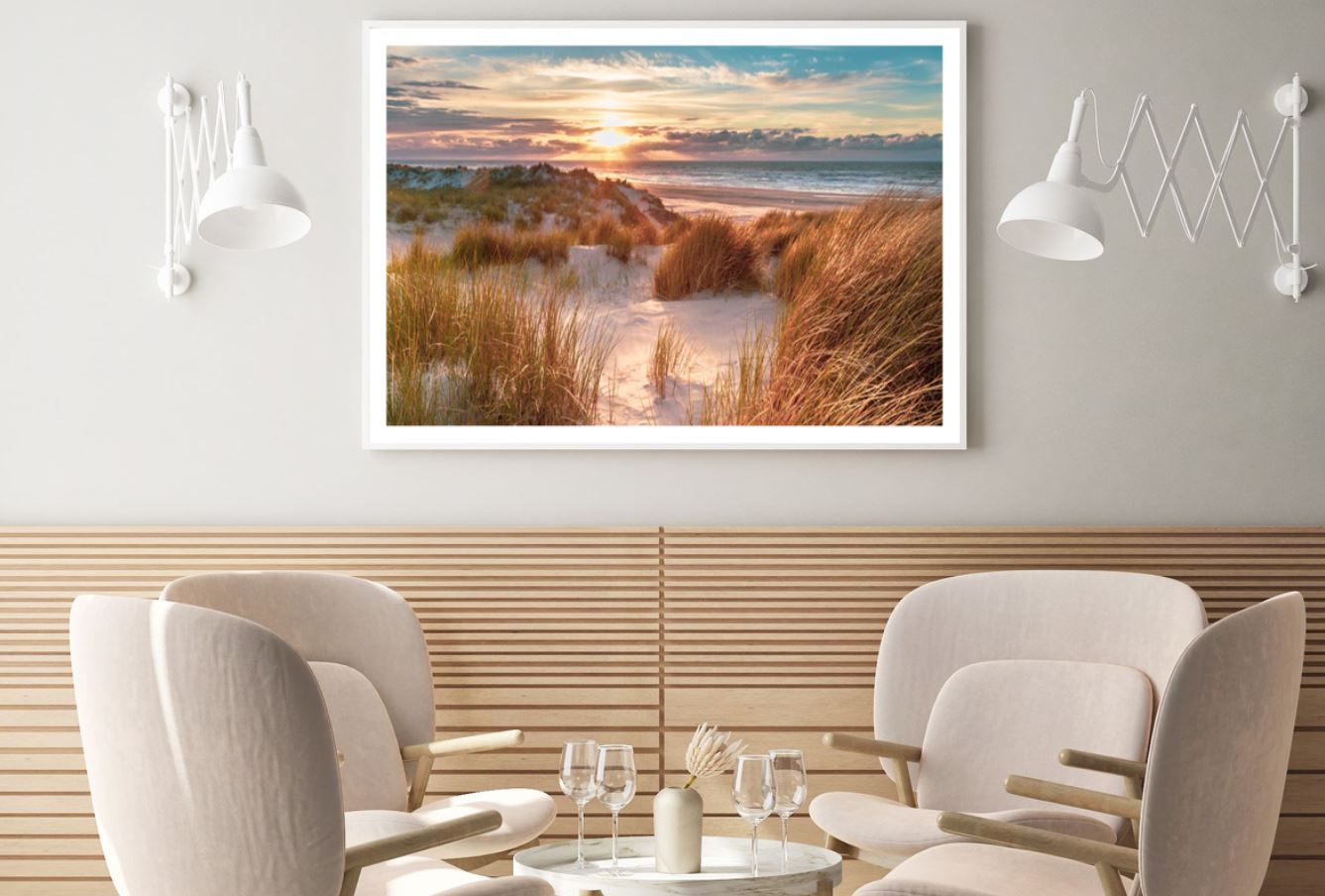 Grass Field Near Sea Photograph Home Decor Premium Quality Poster Print Choose Your Sizes