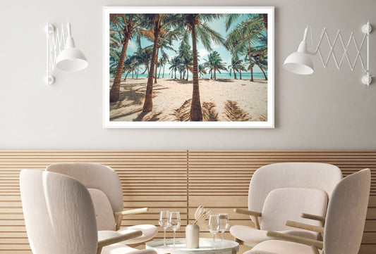 Palm Trees on Sea Shore Scenery Home Decor Premium Quality Poster Print Choose Your Sizes