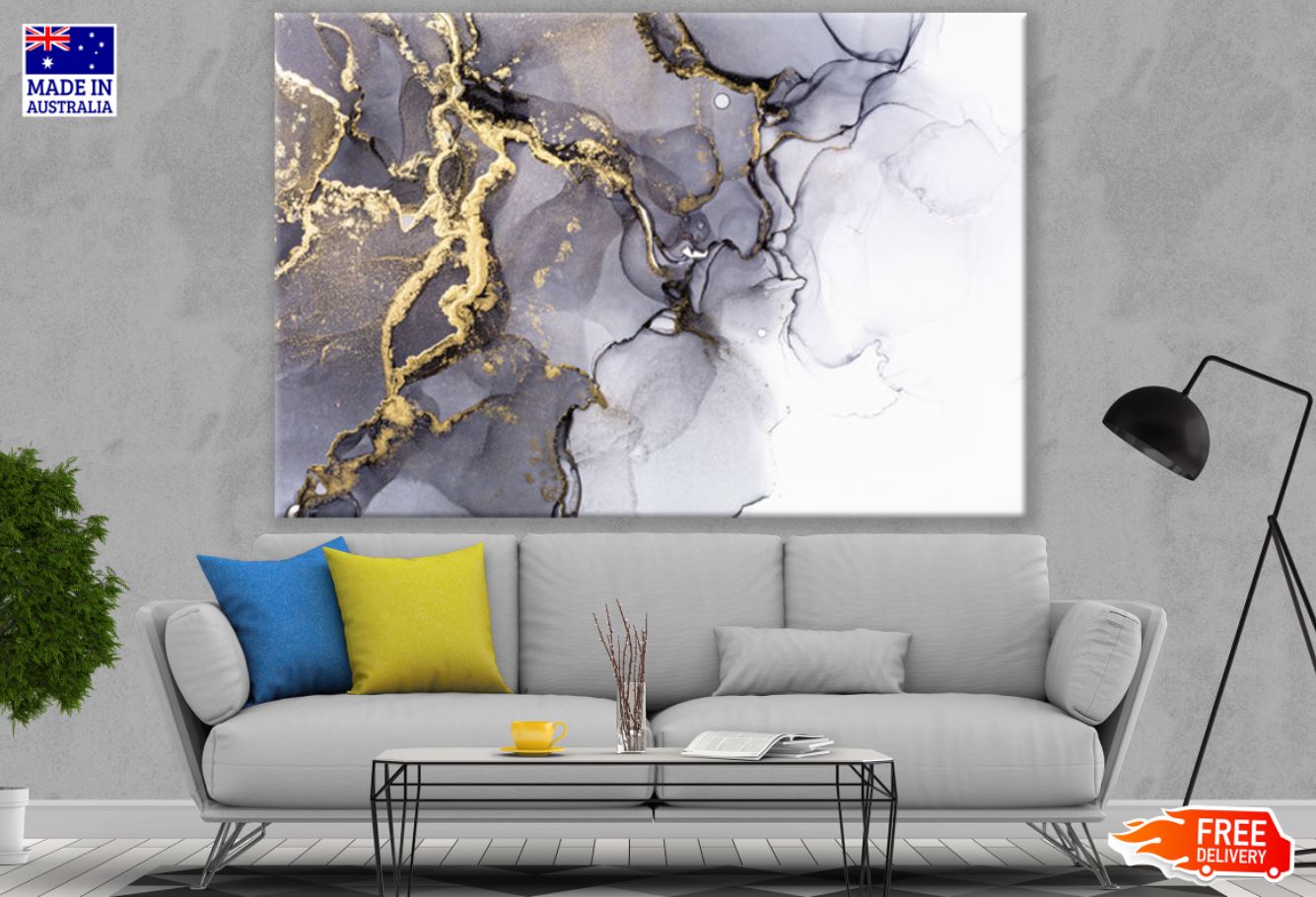 B&W and Gold Abstract Design Print 100% Australian Made