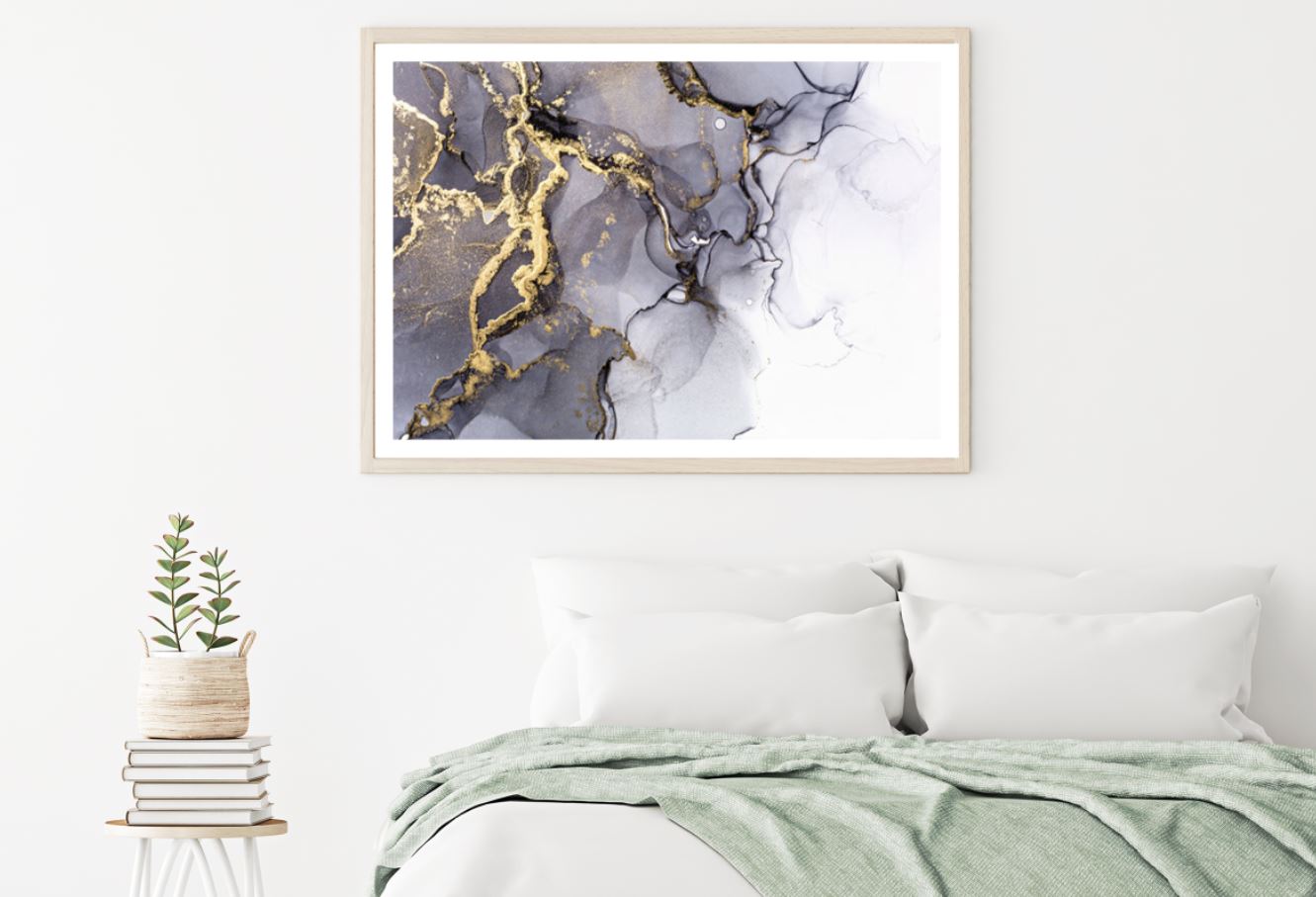 B&W and Gold Abstract Design Home Decor Premium Quality Poster Print Choose Your Sizes