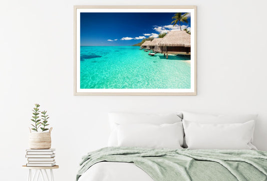 Beach Huts on Sea Photograph Home Decor Premium Quality Poster Print Choose Your Sizes