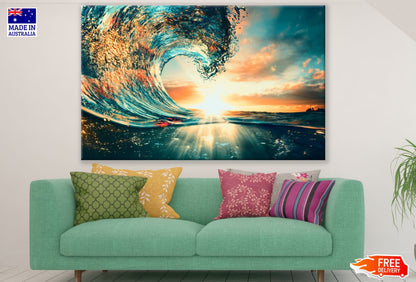 Sea Wave Crashing Sunset View Print 100% Australian Made