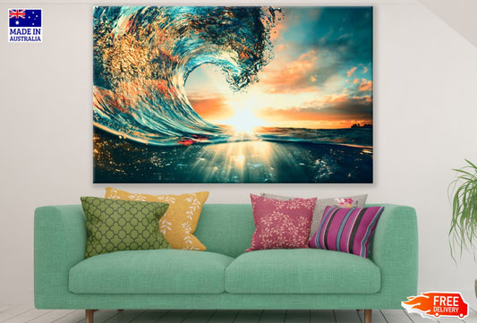 Sea Wave Crashing Sunset View Print 100% Australian Made