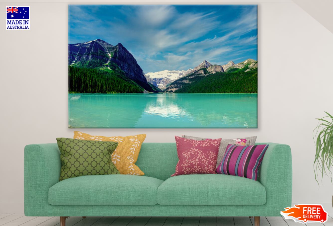 Sea & Forest With Mountain View Print 100% Australian Made